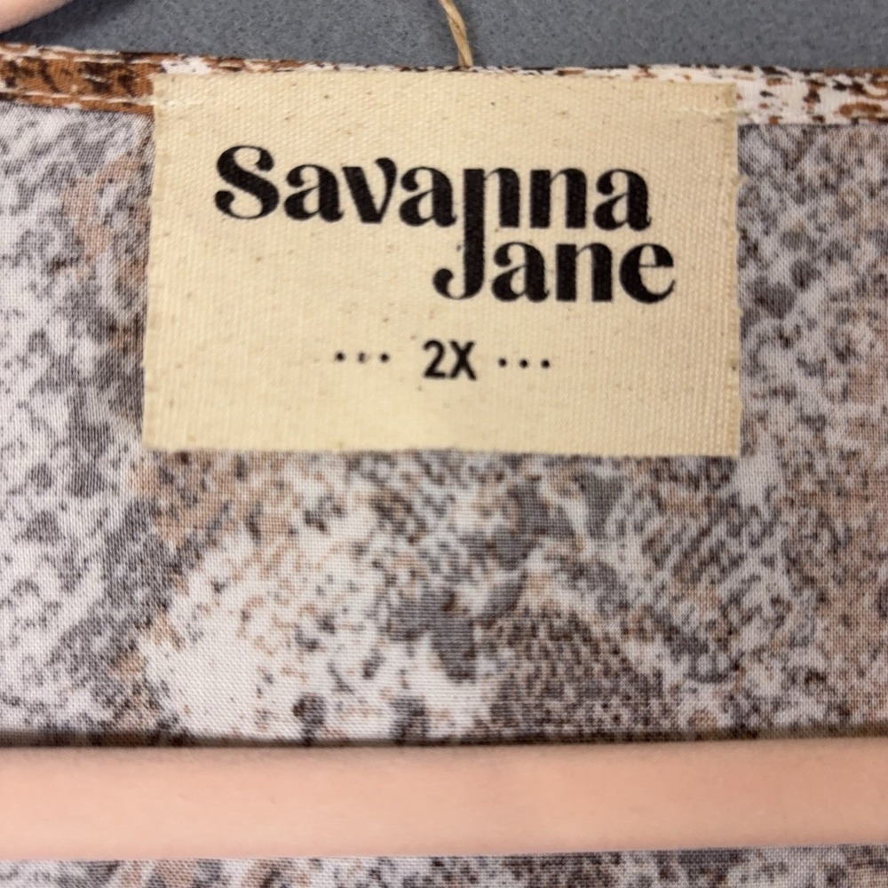 Savanna Jane Brown Multi Floral Embroidered V-Neck Blouse - Picture 6 of 9